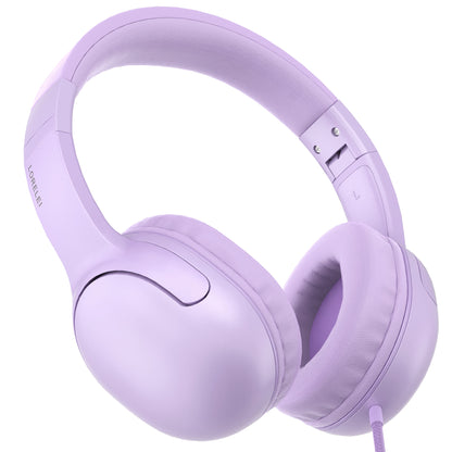 LORELEI E5 Wired Headphones for Kids Foldable & 3.5mm Jack Tangle Free Nylon Wire Stereo On Ear Headsets for Kids/Children/School/Tablet/Ipad/Kiddle/Plane (Purple)